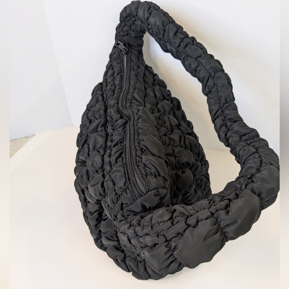 Quilted Puffy Hobo Black Shoulder Carryall Bag NWT - Picture 6 of 15